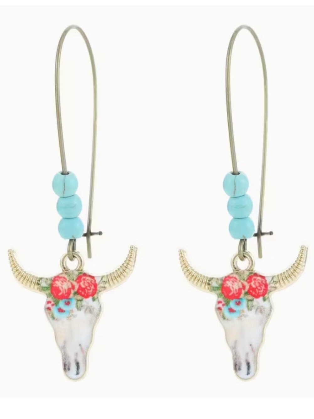 🦋 Tribal Bull Head Drop Earrings